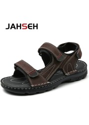 Size 48 New Fashion Casual Men Shoes Genuine Leather Soft Non-slip Beach Shoes Summer Sandals Walking Flats Sneakers