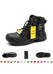 NOIPACE Men's Work Shoes Ankle Boots Indestructible Anti-Perforation Shoes Safety Shoes Sneakers Steel Toe Army Shoes