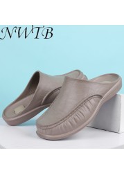 Men Slippers Slip On Flat Shoes Fashion Beach Sandals Home Shoes Size 40-47 Slippers For Home Men Autumn Casual Shoes Loafers