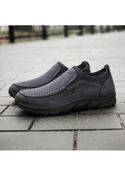 Four seasons men's wild tide shoes men's shoes cowhide soft men's casual shoes slip on lazy driving shoes male slip on shoes