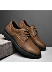 Genuine leather men's shoes, English style comfortable casual work shoes