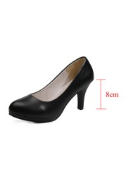 Rimocy Women Classic Office High Heels Pumps Black PU Leather Soft Ladies Work Shoes Spring Autumn Casual Single Shoes Woman