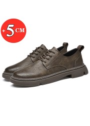 Flat /5 Cm Men's Casual Shoes Genuine Leather Lift Men Men Shoes Elevator Shoes Height Increase Shoes for Men Business Fashion