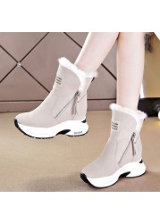 snow boots women 2021 winter high boots plush warm boots plus size easy wear girl shoes white zip female boots hot