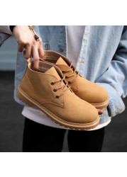 2021 Spring Thick Men's Snow BootsTrendy All-match Retro British Style Warm Non-slip Ankle Boots Same Style Factor Boot Men