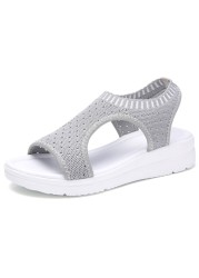 Gladiator-Women's Wedge Sandals Summer Shoes Comfortable Slip-On Flat Platform 2021