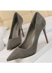 BIGTREE Suede Woman Pumps New High Heels For Women Office Shoes Fashion Stiletto Heels Women Basic Pump Plus Size 42 43