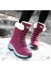 platform winter boots women keep warm plush fur flat non-slip waterproof comfortable snow boots woman black thigh high boots