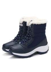 platform winter boots women keep warm plush fur flat non-slip waterproof comfortable snow boots woman black thigh high boots