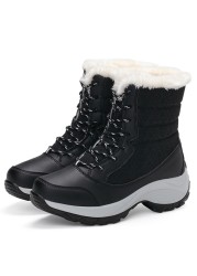 platform winter boots women keep warm plush fur flat non-slip waterproof comfortable snow boots woman black thigh high boots