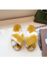 Women Shoes Soft Short Plush Different Styles Comfortable Women Slippers Open Toe Indoor Women's Shoes Furry Luxury Home Slippers