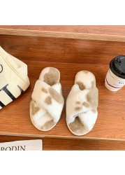 Women Shoes Soft Short Plush Different Styles Comfortable Women Slippers Open Toe Indoor Women's Shoes Furry Luxury Home Slippers