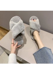 Women Shoes Soft Short Plush Different Styles Comfortable Women Slippers Open Toe Indoor Women's Shoes Furry Luxury Home Slippers