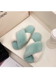 Women Shoes Soft Short Plush Different Styles Comfortable Women Slippers Open Toe Indoor Women's Shoes Furry Luxury Home Slippers