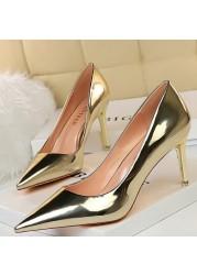 BIGTREE Shoes Woman Pumps Patent Leather High Heels Shoes Women Basic Pump Wedding Shoes Female Stiletto High Heels Women Shoes Plus Size 43