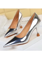 BIGTREE Shoes Woman Pumps Patent Leather High Heels Shoes Women Basic Pump Wedding Shoes Female Stiletto High Heels Women Shoes Plus Size 43