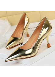 BIGTREE Shoes Woman Pumps Patent Leather High Heels Shoes Women Basic Pump Wedding Shoes Female Stiletto High Heels Women Shoes Plus Size 43