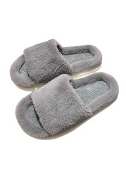 Plush Home Slippers Fluffy Women Slides Comfort Furry Flat Sandals Female Cute Slippers Shoes For Women Indoor Flip Flops