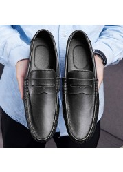 Leather men's shoes luxury brand men's casual shoes comfortable non-slip shoes men's genuine driving shoes simple fashion shoes