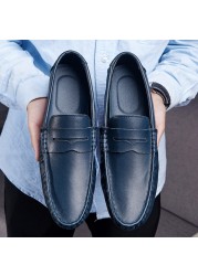 Leather men's shoes luxury brand men's casual shoes comfortable non-slip shoes men's genuine driving shoes simple fashion shoes