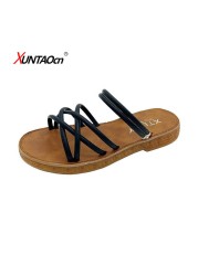 Summer women's flat-soled sandals Roman shoes tendon-soled soft and comfortable gladiator sandals fashionable casual beach shoes