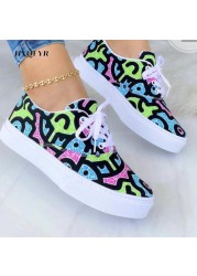 Summer Colorful Print Female Canvas Shoes Rainbow Graffiti Women's Vulcanized Shoes Casual Sneakers Zapatos De Luna