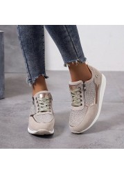 Women Spring Autumn Shoes Fashion Crystal Sneakers Zipper Platform Trainers Ladies Casual Shoes Tenis Feminino Zapatos De Mujer