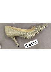 luxury designer high heel shoes for women genuine leather glitter sexy wedding shoes