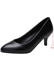 Lucifer 2022 Spring Black PU Leather Women Shoes Pointed Toe Slip On Office Women Shoes High Heels Shallow Mouth