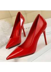 BIGTREE Shoes Woman Fashion Pumps Patent Leather High Heels Stiletto Heels Occupation OL Office Shoes Sexy Heels Plus Size 43