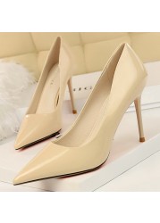 BIGTREE Shoes Woman Fashion Pumps Patent Leather High Heels Stiletto Heels Occupation OL Office Shoes Sexy Heels Plus Size 43