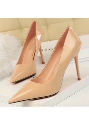 BIGTREE Shoes Woman Fashion Pumps Patent Leather High Heels Stiletto Heels Occupation OL Office Shoes Sexy Heels Plus Size 43