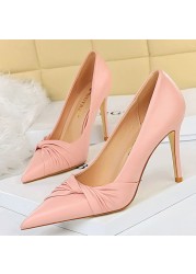 BIGTREE Spring Shoes Woman Pumps Pu Leather Shoes Women Heels Stiletto Fashion Office High Heel Shoes Ladies Shoes Plus Size 43