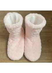 women cotton slippers winter warm feel ce indoor floor shoes socks love style slip-on soft non-slip female plush shoes