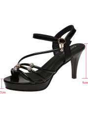 Lucyever Crystal Thin High Heels Sandals Women 2022 Summer Ankle Strap Platform Sandal Woman Gold Silver Ladies Party Shoes