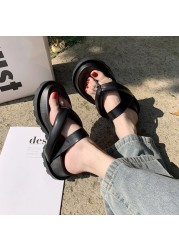 2021 new clip toe thick platform slippers women casual strap summer beach flip flops woman non-slip outdoor rome sandals