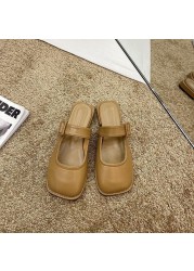 2022 New Fashion Summer Sandals Half Lazy Slippers Baotou Women Sandals Leisure Beach Style Beach Slippers Leather Slippers