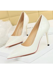 BIGTREE Patent Leather Shoes Woman Pumps 2022 Designer Shoes New Weave Style Fine High Heels Stiletto Heeled Shoes Party Shoes