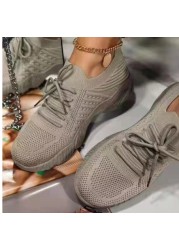 Women Sneakers Comfortable Casual Shoes Mesh Lace-up Ladies Sneakers Chunky Wedges Women's Vulcanized Shoes Female Sneakers