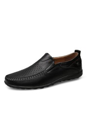 Italian Men Casual Shoes Summer Genuine Leather Men Loafers Moccasins Slip-on Men Flats Breathable Male Driving Shoes BTMOTTZ