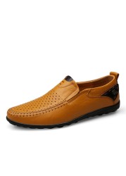 Italian Men Casual Shoes Summer Genuine Leather Men Loafers Moccasins Slip-on Men Flats Breathable Male Driving Shoes BTMOTTZ