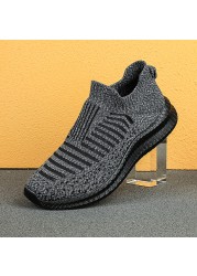 Fashion Trend Casual Shoes Men Knitted Mesh Outdoor Sneakers Men Slip On Sock Shoes Breathable Sneakers Men Zapatillas Hombre