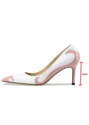 Rimocy 2022 Spring Summer Fashion Women's Shoes Sexy Stiletto High Heels Pointed Toe Pumps Woman Mix Color PU Leather Party Shoes