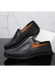 BTMOTTZ Summer Men Casual Shoes Luxury Brand Genuine Leather Mens Loafers Moccasins 2020 Italian Breathable Slip On Boat Shoes