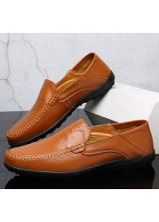 BTMOTTZ Summer Men Casual Shoes Luxury Brand Genuine Leather Mens Loafers Moccasins 2020 Italian Breathable Slip On Boat Shoes