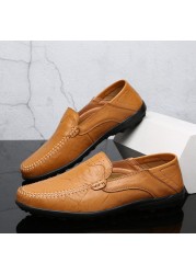 BTMOTTZ Summer Men Casual Shoes Luxury Brand Genuine Leather Mens Loafers Moccasins 2020 Italian Breathable Slip On Boat Shoes