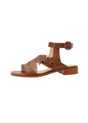 Real Leather Gladiator Women Sandals Square Heels Metal Decoration Classic Retro Buckle Strap Ladies Summer New Open Toe Shoes