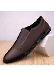 Summer outdoor soft men shoes leather loafers slip on comfortable driving shoes moccasins casual driving shoes