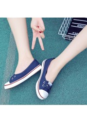 Autumn spring light canvas shoes women shoes slip on students tide Korean set foot pedal flat shoes