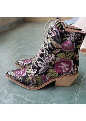 women ankle boots free plus size 22-26.5cm length free women winter boots woman embroidered flower fashion all-match